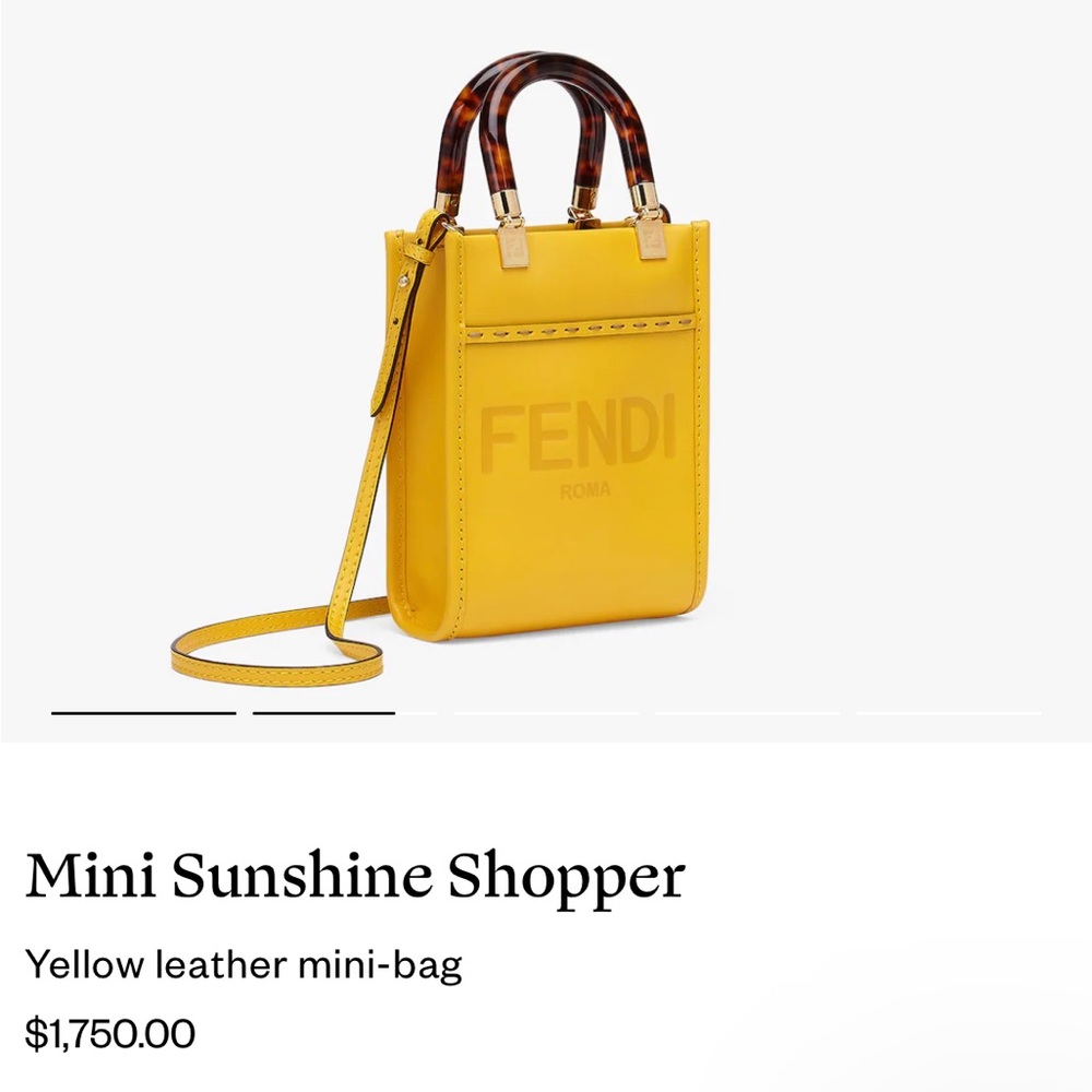Fendi Mini Sunshine Shopper Yellow NEW